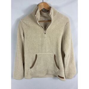 Bass Pro Shops Soft 1/4 Zip Fuzzy Sweater Tan Size Small